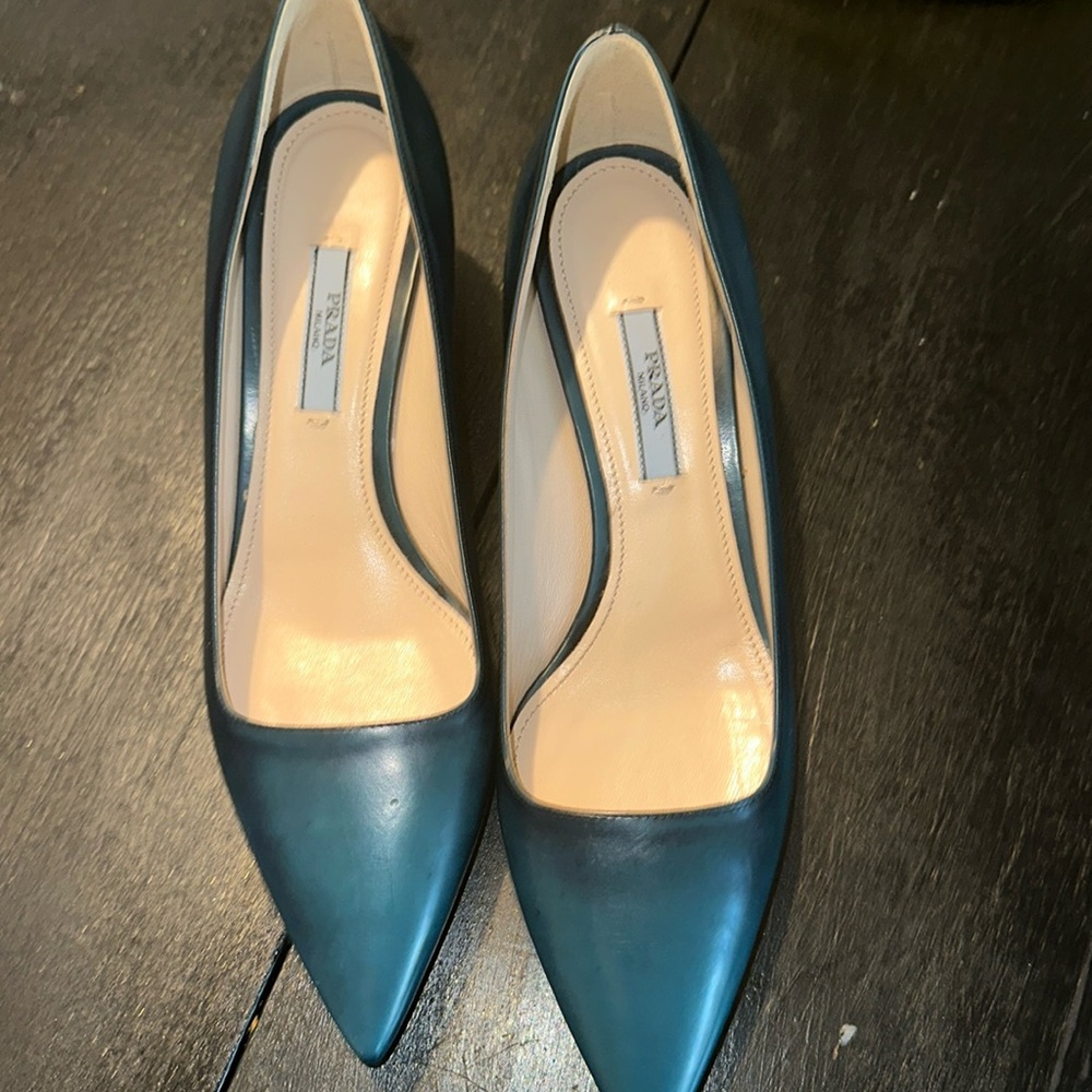 Prada kitten heels green